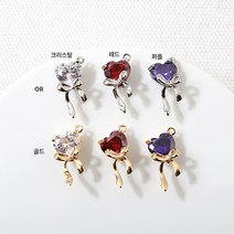 [7160-04]큐빅팬던트(큐빅하트리본) 13*19mm [1개], 퍼플(골드)