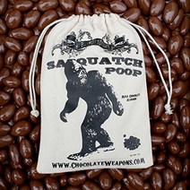 Chocolate BIGFOOT Poop Sasquatch Poo (Milk Chocolate Covered Almonds) in Vintage Cotton Bag (Buck E, 1