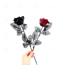 흑장미 조화 1송이 검은 꽃 모조 모형 성년 선물 기념품 로즈 부케 인테리어 소품 웨딩, B_레드