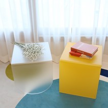 [커스텀아크릴] 아크릴 ㄷ자 사이드테이블 소파 침대 카페 미니테이블 가구 거실테이블 티테이블 협탁 간이테이블, 그레이