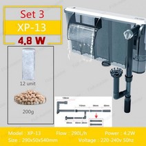 여과기 스키머 수족관 백 스타일 수생 식물 어항 물 필터에 매달리십시오 외부 매다는 폭포 필터, XP-13 세트 3, 한국 플러그 어댑터 플러그