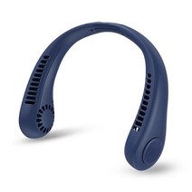 휴목 팬 미니 전기 무선 USB 충전식 블레이드리스 컨디셔닝 쿨러 음소거 넥밴드 Ventiladr DDR, 02 Blue 2000mAh