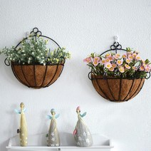 코코넛 인테리어 반달 철제 분갈이 벽걸이 행잉 화분 공중 가리개, 2-코코넛화분-30CM