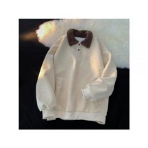 HOUZHOU 하라주쿠 오버사이즈 베이지 코듀로이 스웨터 여성 빈티지 스트리트웨어 기본 양모 프리미엄 칼라 후드 겨울