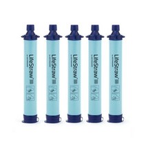 LifeStraw 개인 정수 필터 5팩 파란색 하이킹 캠핑 여행 및 비상 대비, 5 Pack, Blue, Blue