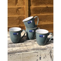 [덴비 엘레멘츠] 커피비커 머그컵 4P세트 (8가지색-소벳핑크 라이트블루 라이트그레이 다크블루 블랙 펀그린 포실그레이 쉘피치) DENBY Coffee Beaker Mug Cup, 포실그레이 4P