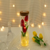[ 아르띠콜로 튤립 led 꽃 무드등 ] 여성 여자 생일선물 꽃다발 조화 여자친구 꽃 기념일 졸업 선물, 레드튤립3송이