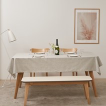 룰루홈 린넨 방수 식탁보 테이블보 (130x240), 8인 (130 x 240 cm), 라이트그레이