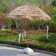 야외 그늘 밀짚 파라솔 초가 대형 접는 태양 비치 파라솔 경치가 좋은 안뜰, 싱글 우산 돌릴 수 없음(3m) + 더블 버킷 베