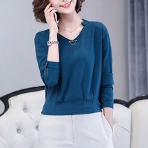 룍*큐쫰툥쾡콱쿅-여성 봄 간절기 엘레강스 숏 브이넥 블라우스 셔츠el*f-kd^l^tm-+