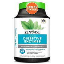 Zenwise Health 소화 효소 프로바이오틱스 프리바이오틱스 180개입 2달 분 및 팽창 완화/여성 남성용/아밀라아제 브로멜레인 함유 락토스 흡수 206232, 180 Count