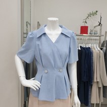 [케이엘] (2022) 더블 버튼 랩 스타일 블라우스 KGBLMF9200_NC순천