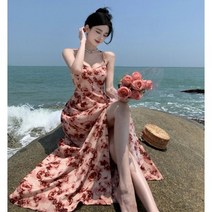 여름 휴양지원피스 플라워 프린트 백리스 다낭 타이 방콕 플로랄 해외여행 바디 끈나시 롱원피스 반전 레이어드