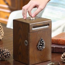 위블앤 인테리어 원목미니금고 나무장식 저금통, 빈티지장식금고@30525182