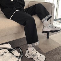 라라벨 여성 베이직 와이드 밴딩 롤업 체크 포인트 무지 캐쥬얼 바지 팬츠