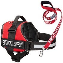 Service Dog Vest Harness with EMOTIONAL SUPPORT Patches and Matching Leash Emotional Support Animal, 1