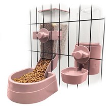 BNOSDM Rabbit 자동 급식기 및 물 디스펜서 토끼 중력 급수기 세트 흰 족제비 기니피그 친칠라 새끼 고양이용 걸이식 셀프 디스펜싱 피더, Pink