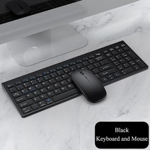 무선 블루투스 키보드 3 모드 사일런트 풀 사이즈 및 마우스 콤보 세트 노트북 데스크탑 PC 태블릿, Black Keyboard Mou