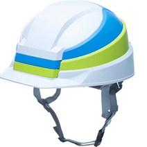 DIC 플라스틱 IZANO2 접이식 헬멧 공사 현장 다용도 안전모, 흰색/청록색 선 + 1개