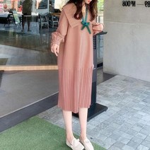 페이퍼먼츠 여성 빅사이즈 플리츠 리본 루즈핏 원피스 6148