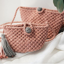 겨울 가을 가방뜨기 명품 모티브 텀블러 코바늘호보백 손뜨개 가방 망태기 체커보드, 소형