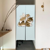 일본 문 커튼 노렌 귀여운 고양이 커튼 거실 침실 출입구 파티션 주방 입구 걸이식 반 커튼, 95x180cm, CLX00466