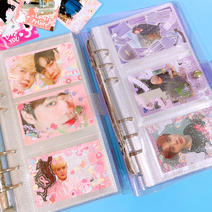 바른판매 포카바인더 포토카드 6공 미니 스티커 포켓 앨범 a5 a6 보관함 투명 글리터 홀로그램, 베이비핑크