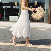 3컬러 허리밴딩 샤랄라 쉬폰 롱 스커트 롱치마 시폰롱 빅사이즈 레이스