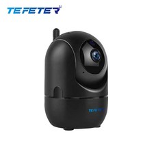 TEFETER 스마트 네트워크 카메라 양방향 음성 | 자유로운 회전 | 인간형 감시 CCTV 홈 카메라 웹캠, 검정
