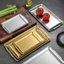 스테인레스 스틸 직사각형 쟁반 바베큐 야채 초밥 플랫 플레이트 과일 디저트 트레이, 22x11cm(실버)