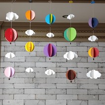 열기구 구름 모빌 어린이집 유치원 천장장식 봄 여름 가을 겨울, 5.블루무늬