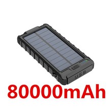 태양광 충전기 80000mah 태양 전원 은행 휴대용 usb 야외 대용량 외부 배터리 아이폰 삼성 xiaomi, 블랙-80000mah-1pcs