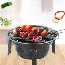 간이 접이식 바베큐그릴 야외 가정용 원형 캠핑그릴 휴대용 꼬치구이 숮불 그릴