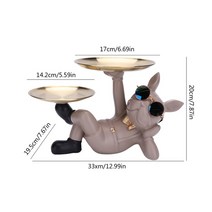 프랑스 불독 조각 트레이 북유럽 테이블 장식 입상 보석 보관 상자 동물 수지 개 동상 홈, 14 O