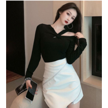 봄옷 2021 한국 디자인 인스 긴팔 오프숄더 이너 티셔츠 짧은스커트 스판 팬츠 여름스커트 데이트룩 캐쥬얼