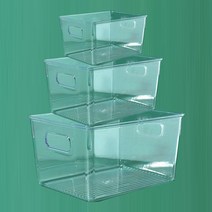 조립식앵글제작 냉장고홈바 속깊은수납장 정수기선반 주방 냉장고 캐비닛 수납 상자 서랍 형 크리스퍼 냉동고 바구니 마무리 인공물, [09] 4687. 투명 사각 트레이 3 PET Fre