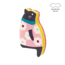 재팬 마나 앉아있는 고양이(스펀지)수세미 수납이 편리한 스폰지, K575A/대-핑크(꽃)