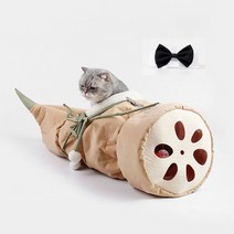 BAJIU 고양이 숨숨집 캣터널 하우스 1개 + 고양이넥타이 1개, 브라운