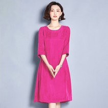 SJW 중년여성 여름원피스 무지 라운드 7부소매 루즈핏 미디 엄마원피스 40-60대 빅사이즈 12컬러