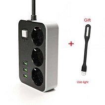 멀티탭프리미엄 스마트 2 라운드 전원 보드 USB 여행 어댑터 소켓 EU1.8M 연장 코드 주방 범용 충전기 플러, 01 220V_01 EU, 01 U613D