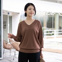 엄마옷 모슬린 브이넥 긴팔니트 티셔츠 TS208012마담 미시옷 50대 중년여성의류 60대 엄마옷 빅사이즈 할머니옷 여성옷