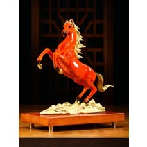 집들이 선물 원목 말 조각 장식품 고급 인테리어 엔틱, H