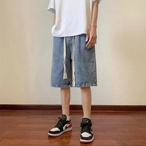 라네르 남자 와이드 청반바지 밴딩 데님 반바지