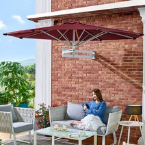 야외 접이식 벽걸이 파라솔 테라스 그늘막 차광막 카페 천막 캐노피 타프 루프탑, 2.1미터 - 스퀘어(카키)