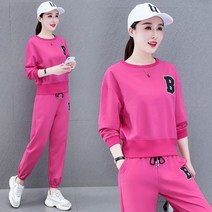 봄 가을 여사 트레이닝복 세트 빅사이즈 여성 루즈핏 세트 패션 캐주얼 트레이닝 상하의 세트 투피스 20대 30대 40대 m~4xl