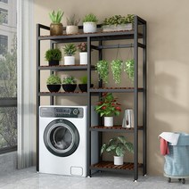 세탁기 랙 발코니 스토리지 랙 욕실 다용도실 스토리지 롤러 선반, 옵션, 15.120X35X170 블랙 로그