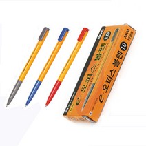 자바 1.0 mm e오피스볼펜 1타 12자루 흑 청 적, 적1타