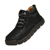 도오빠 카즈미 남성 가죽 부츠 워커 하이탑 블랙 3CM 키높이 스니커즈 앵클 미들 남자부츠 신발