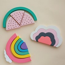 베이비빈즈 아이방인테리어 무지개 수박 구름원목블록 인테리어소품, 01.무지개원목블럭