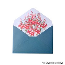 빈티지 소품 인테리어 인쇄 꽃 세트 봉투 문구 결혼식 인사말 카드 카와이 초대장 편지지 사무실 학교 용품 6 개, [05] Red Lily 02